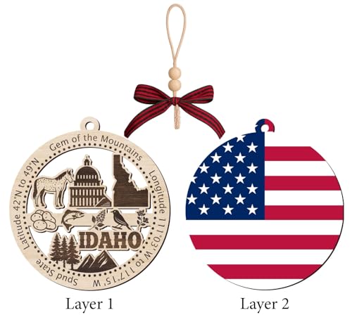 Idaho State Wooden Christmas Ornament - Rustic Holiday Keepsake - 4 Inch