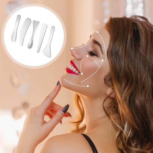 5pcs Stainless Steel Makeup Spatula Set for Skincare & Beauty
