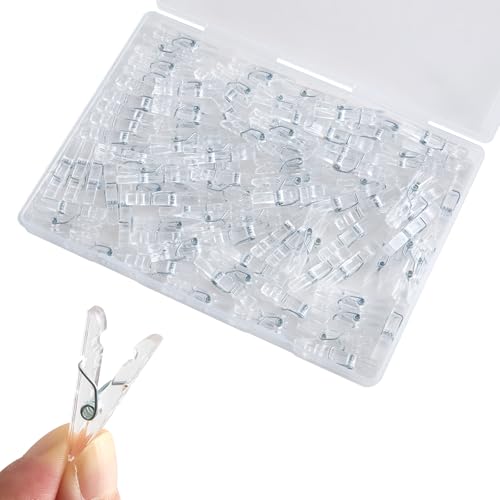 Clear Mini Clothespins - 100 Pcs Durable 1.4 Inch Plastic Clips for Crafts & Decorations