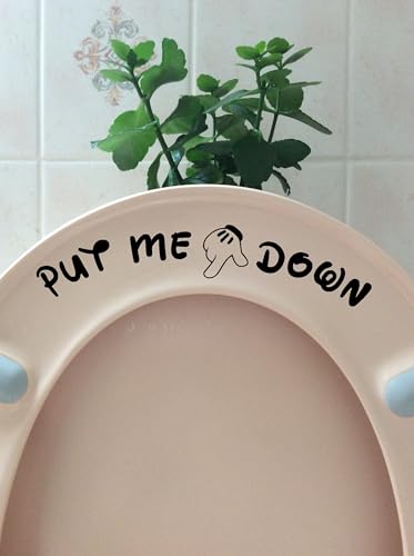 Put Me Down Toilet Seat Sticker - Funny Mickey Hand Bathroom Decor (2 Pack)