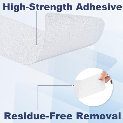 Gecork 14PCS XXL Anti-Slip Shower Stickers - Clear Bathtub Treads with Scraper