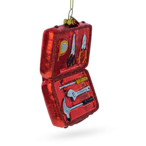 Handyman Glass Christmas Ornament with Toolbox - Holiday Decor