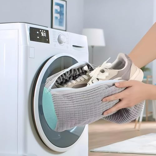 Shoe Washing Machine Bag - Grey Mesh Laundry Bag for Sneakers