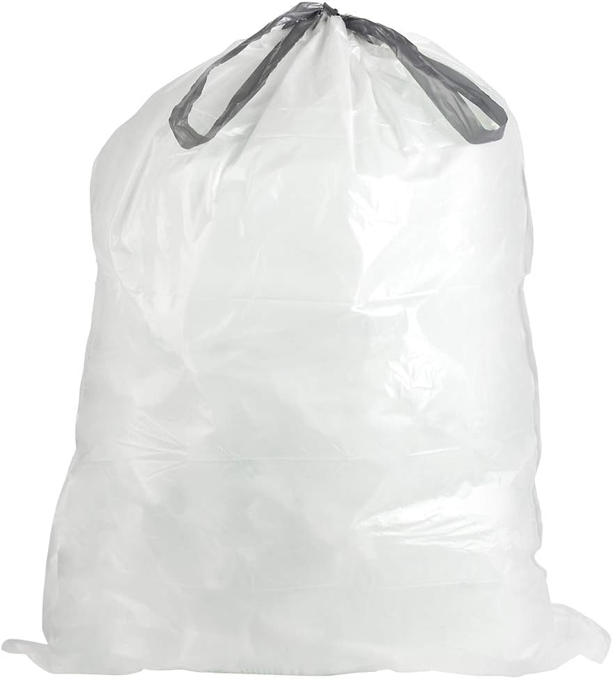 Plasticplace Custom Fit Trash Bags, Compatible with Simplehuman Code K, White Drawstring Garbage Bags Liners, 10 Gallon / 38 Liters, 24" x 28" (200 Count) Heavy Duty Trashbags Home Essentials Large