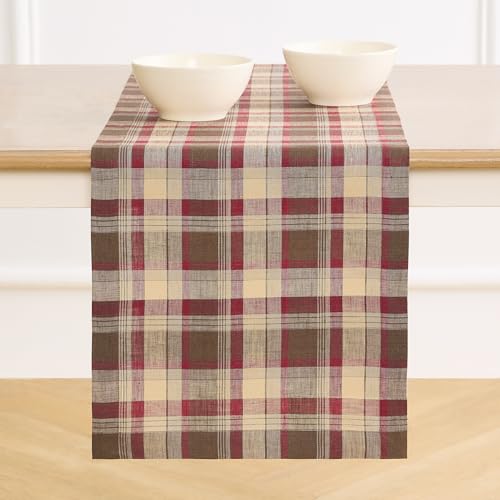 Rustic Multicolor Linen Table Runner 14 x 120 Inches - Handmade, Durable, Elegant Dining Decor