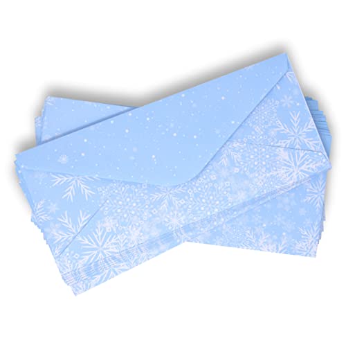 Christmas Snowflake Envelopes #10 Holiday Blue Winter Pack of 120