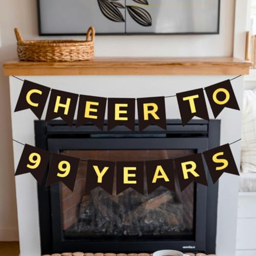 99th Birthday Banner - Pre-Strung Black Gold Party Decoration