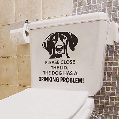 Funny Dog Toilet Seat Sticker - Please Close The Lid Removable Vinyl Decal