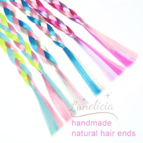 Lunelicia Colorful Hair Extensions 6Pcs 16-Inch for Braids and Festivals