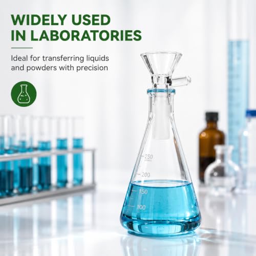 12 Pack 14mm Glass Funnels with Handle for Kitchen & Lab Use