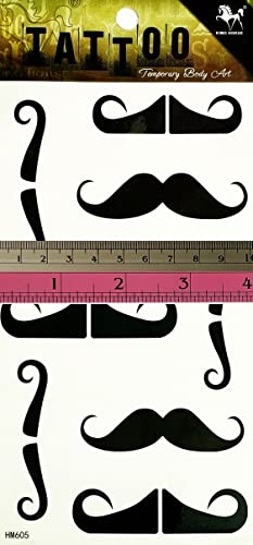 Black Mustache Temporary Tattoos 3D Waterproof Body Art Stickers