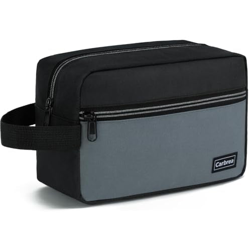 Carbrea Travel Toiletry Bag, Heavy-Duty Small Black Travel Pouch