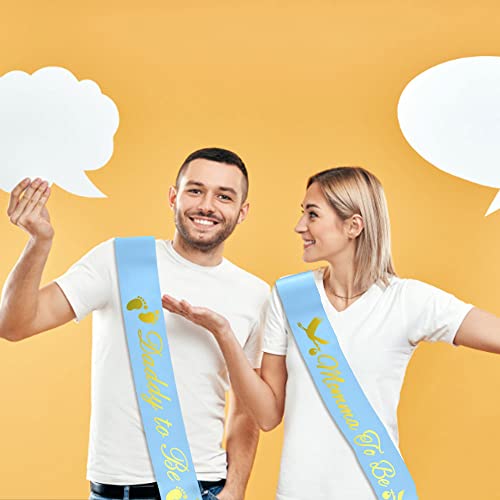 Momma To Be & Daddy To Be Baby Shower Sash Bundle Boy Blue