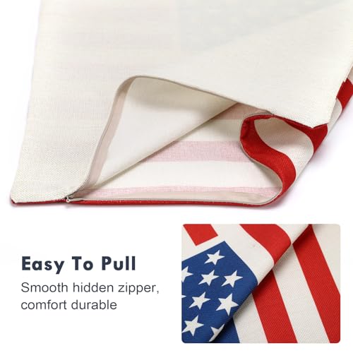 4th of July Patriotic Throw Pillow Cover - 18x18 Inch Tufted Flag Design