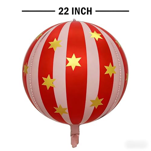 8-Pack Circus Theme Foil Balloons - Red Carnival Party Decorations