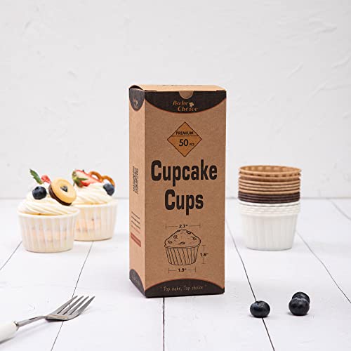 Bake Choice Natural Cupcake Baking Cups - 50pcs Greaseproof Paper Liners