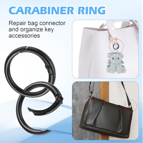 10pcs 1 Inch Trigger Spring O Rings, Round Carabiner Clips Snap Metal Spring O Rings Clip Keychain, Purse Shoulder Bag Chain Ring Clip Replacement for Keyrings Buckle, Bags,Purses