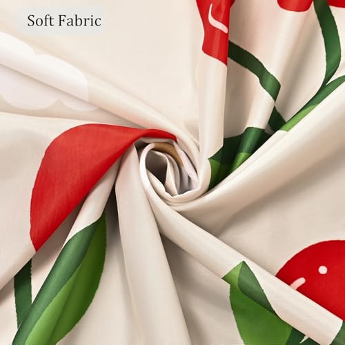 Beige Floral Cherry Shower Curtain 72" x 78" - Waterproof Polyester