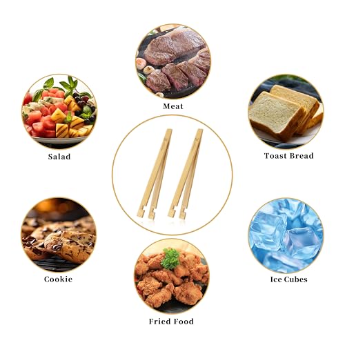 MONGSEW 8-Inch Bamboo Toaster Tongs – Eco-Friendly & Versatile