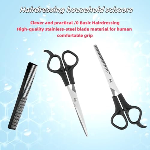 TIKIYOUN Professional 6.7-Inch Black Hair Cutting Shears Set with Thinning Scissors and Comb