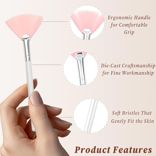 Zoolinn Facial Fan Brushes Set of 6 - Soft Face Mask Applicator Brushes