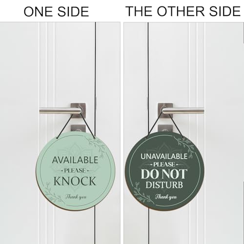 White & Green Do Not Disturb Sign - Please Knock Hanger Plaque, Polite Door Sign for Office & Home