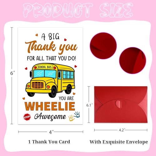 Funny School Bus Driver Thank You Card - 4"x6" Appreciation Gift