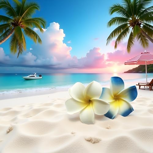 Mozff Hawaiian Plumeria Flower Hair Clips 2-Piece Set 7cm Foam Beach Accessories