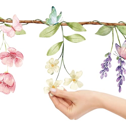 Wildflower Garland 2 Pack - Natural Flower Party Decorations, DIY Garden & Baby Shower Decor