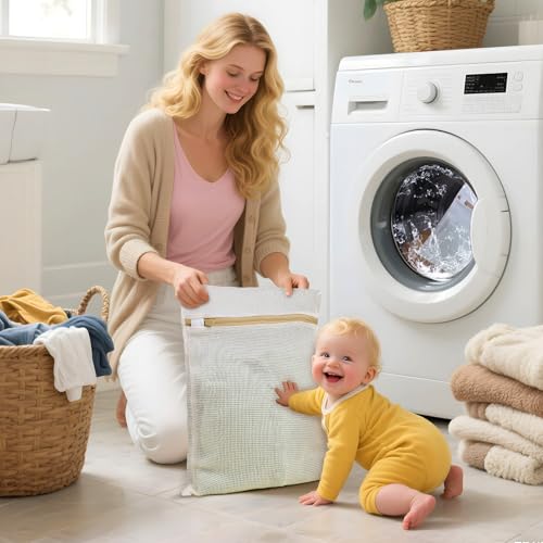 Natural Cotton Mesh Laundry Bags 12x16" - 3-Pack for Delicates