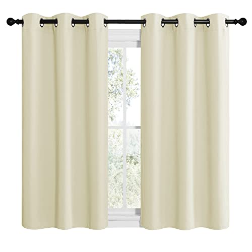 NICETOWN Beige Kitchen Curtains - Thermal Insulated Grommet Draperies, 42" x 50" (Pack of 2)