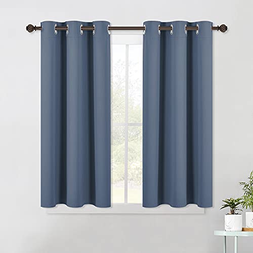 NICETOWN Stone Blue Thermal Blackout Curtains, 42" x 45" - Set of 2