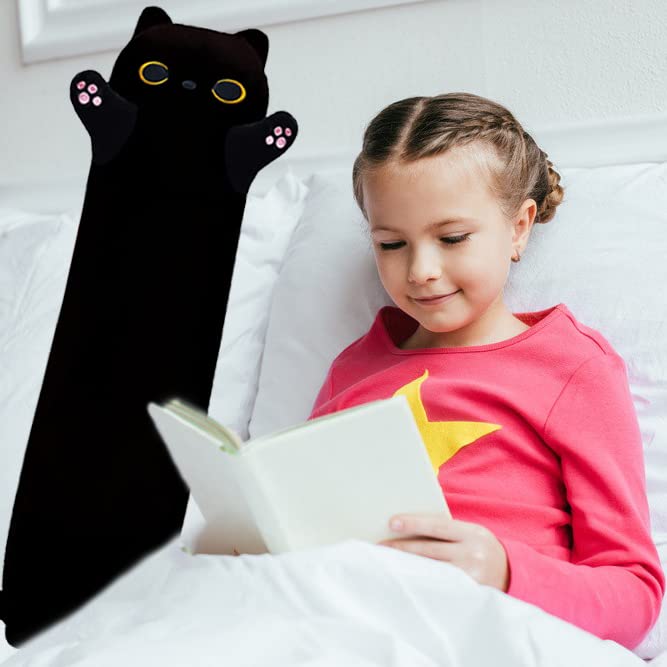 Black Cat Plush Pillow - 19.6-inch Soft Stuffed Animal Body Pillow