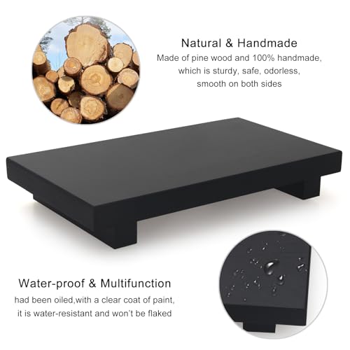 Black Wooden Bathroom Counter Tray - Rustic Soap Holder for Kitchen & Bath