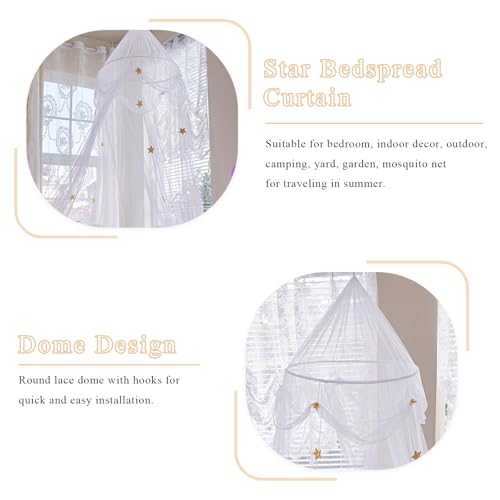 White Bed Canopy with Lights for Kids - Extra Large Dome Mosquito Net