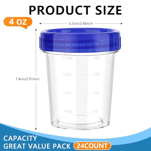 XSEINO 24 Pack 4 Oz Transparent Freezer Storage Containers with Lids - BPA Free, Leakproof, Microwave Safe