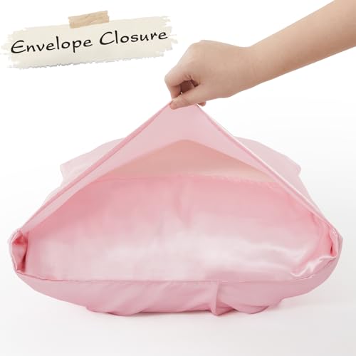 Blush Pink Satin Pillowcase Set - 2 Pcs Standard 20x26 Inch with Pintuck Design