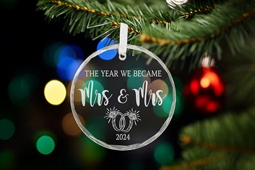 Mrs and Mrs 2024 Crystal Ornament – Elegant Wedding Gift