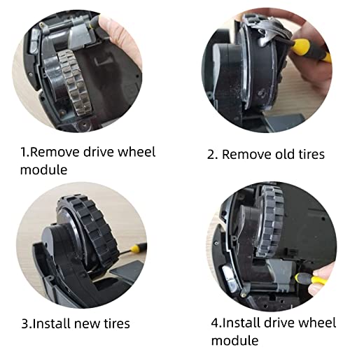 Bumooby Replacement Wheel Tires for iRobot Roomba - Grey, 4 Pack