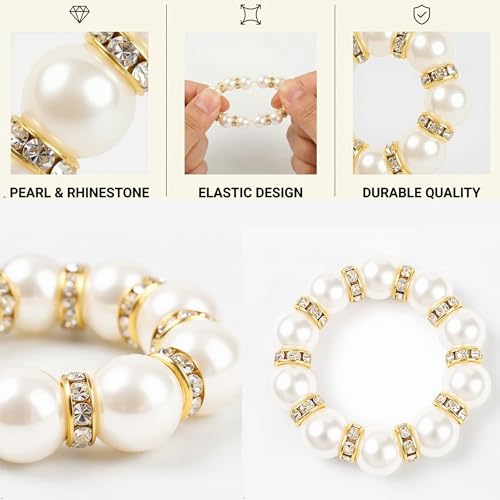 Pearl Napkin Rings Set of 200 with Gold Rhinestones - Elegant Table Decor