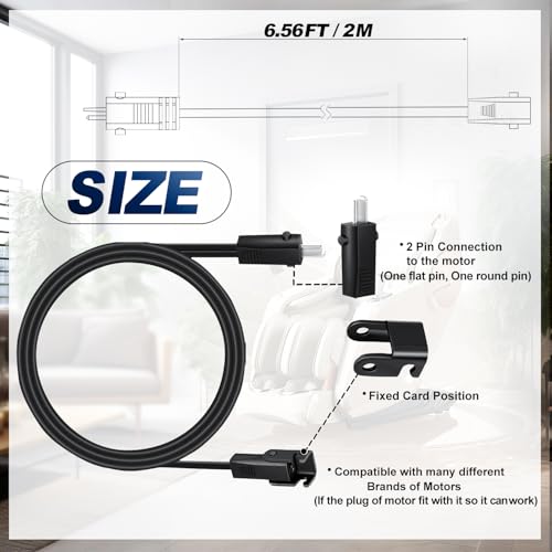 6.6 Feet Recliner Power Cord for Okin, Lazyboy & Pride Chairs