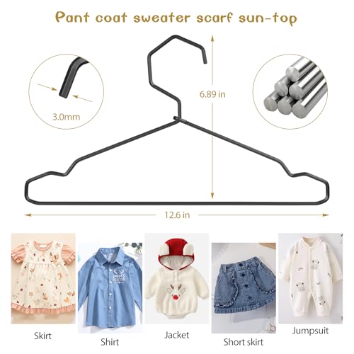 Black Aluminum Baby Hangers - 20 Pack, Space-Saving Toddler Clothing Organizers