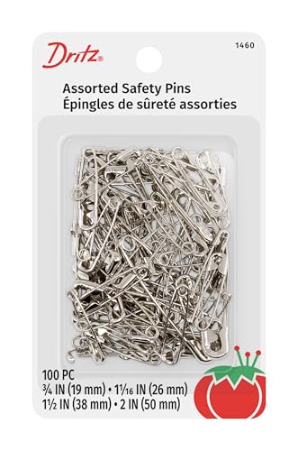 Dritz Safety Pins Assorted Sizes - Nickel Plated Steel (100 Count)