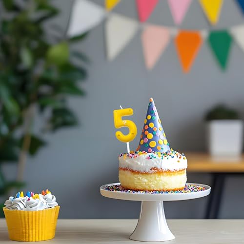 Super Bros Yellow Question Mark Birthday Candles - 6th Cake Toppers