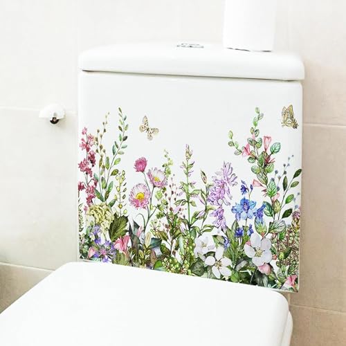 Self-Adhesive Green Leaf Toilet Stickers - Removable Bathroom Decals