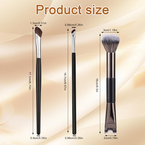 BOXOB 3pcs Sculpting Dual-End Nose Contour Brush Set with U-Shaped and Angled Makeup Brushes