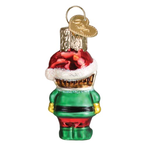 Elf Glass Blown Ornament - Mini Handcrafted Holiday Decoration, Christmas Tree Accessory