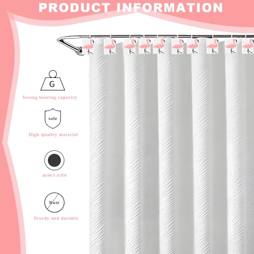 12 Pcs Pink Flamingo Shower Curtain Hooks - Waterproof Bathroom Decor