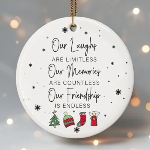 Friend Christmas Ornament L25 – Double Sided Ceramic Friendship Keepsake