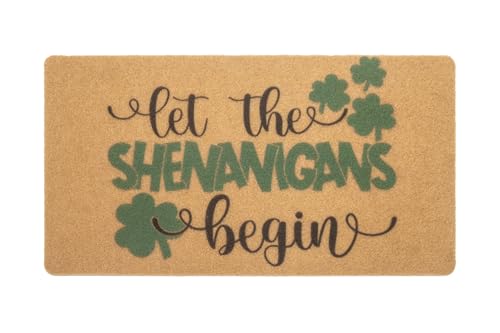 St. Patrick's Day Shamrock Welcome Doormat - 17" x 29" Non-Slip Entry Rug